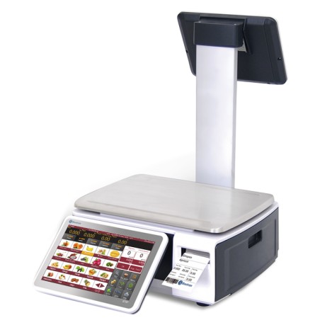 Balanza comercial etiquetadora con coumna y pantalla táctil S75P