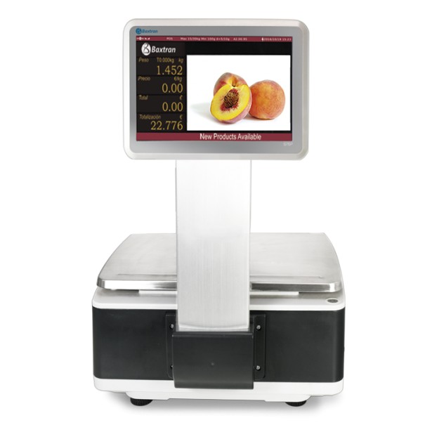 Balanza comercial etiquetadora con coumna y pantalla táctil S75P